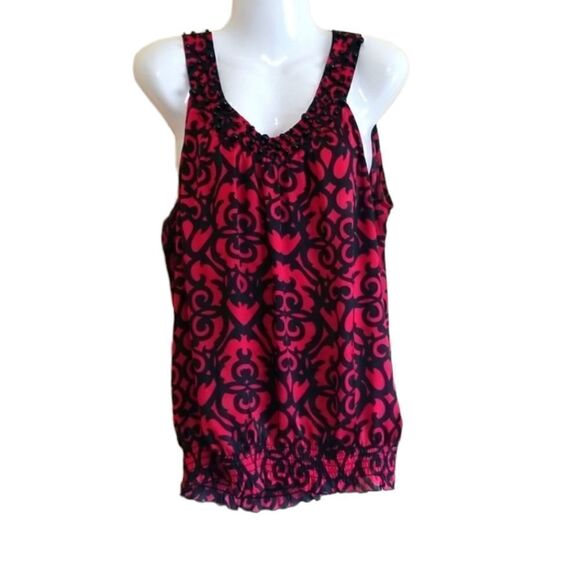 Larry Levine Red & Black Top Sz XL - Picture 1 of 8